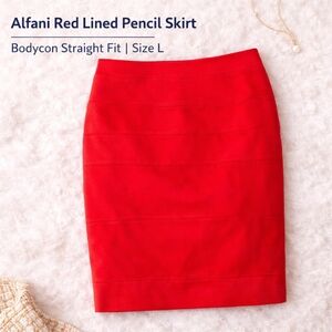 Alfani Red Lined Pencil Skirt – Bodycon Straight Fit, Size L